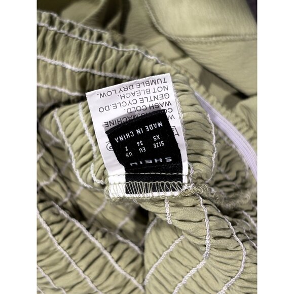 Off-Shoulder Ruffled Smocked Green Mini Dress By Shein XS - Picture 7 of 8